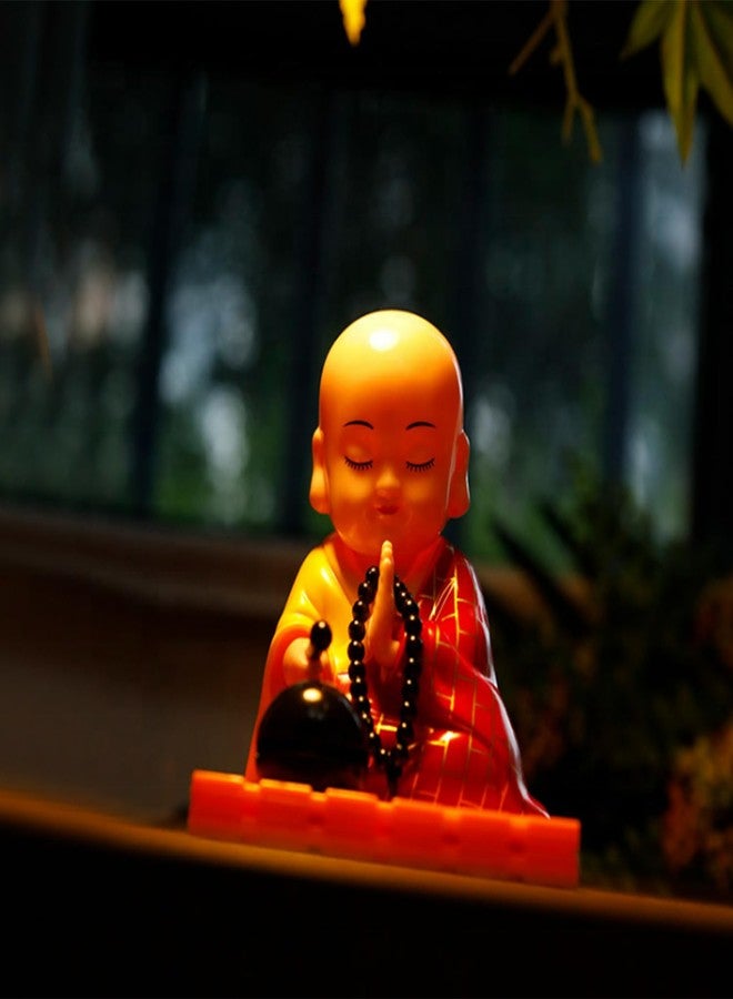 Oblivion Solar Powered Sitting Buddha Statue 1 Pc - Home Decoration Items for Living Room, Shaking Head Monk Figurine for Car Dashboard, Health, Wealth & Prosperity, Meditation Ornament (Red-Large) - Image 5
